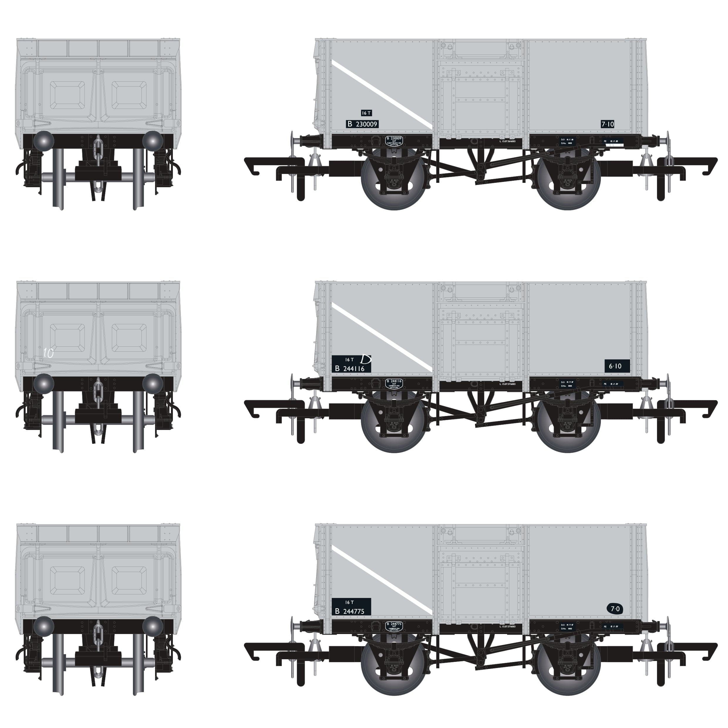 BR 16T Mineral - 1/109 - BR Freight Grey (Original text on black panels) - Pack J
