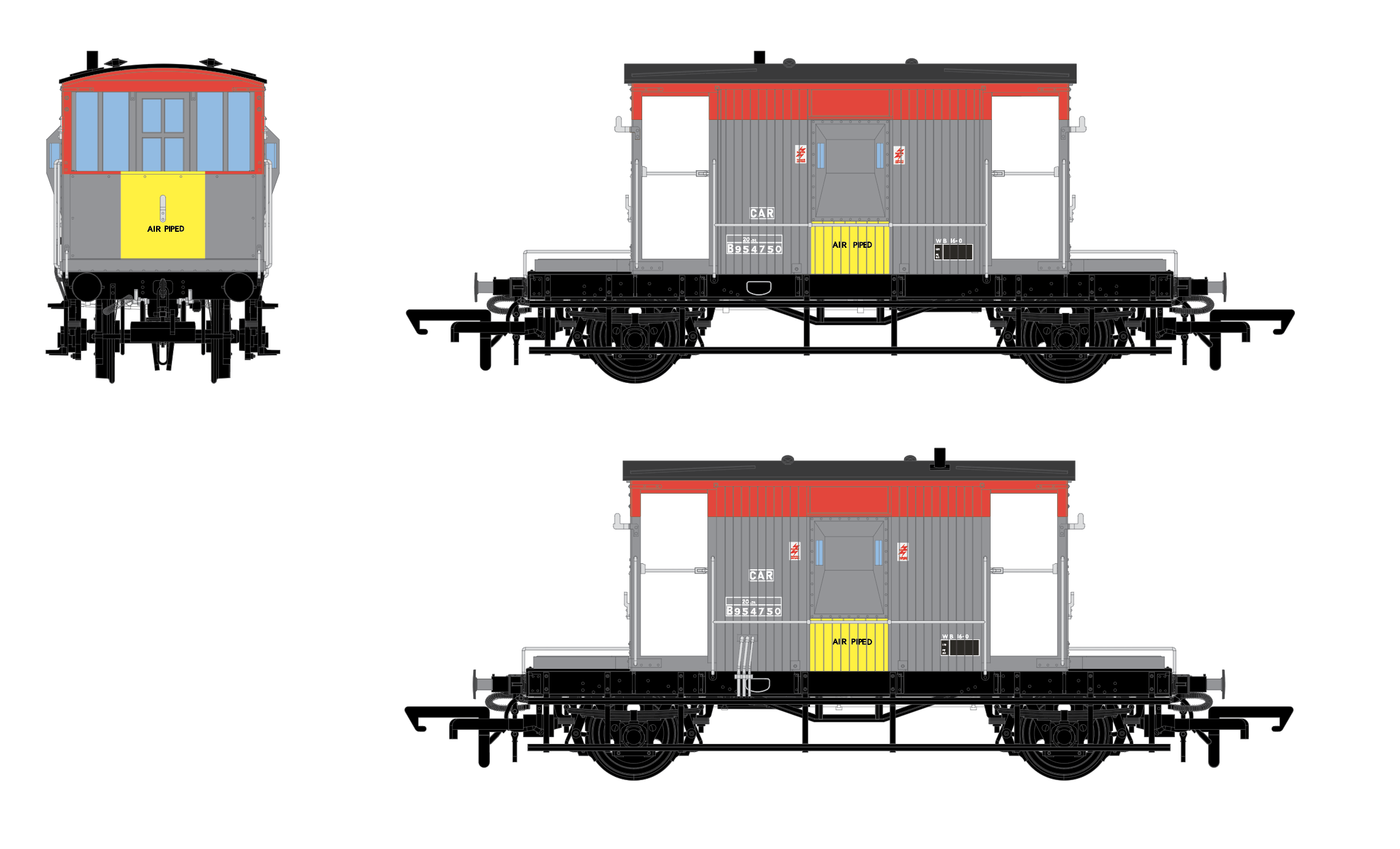 BR Brake Van - BR Railfreight Red/Grey with Yellow - B954750