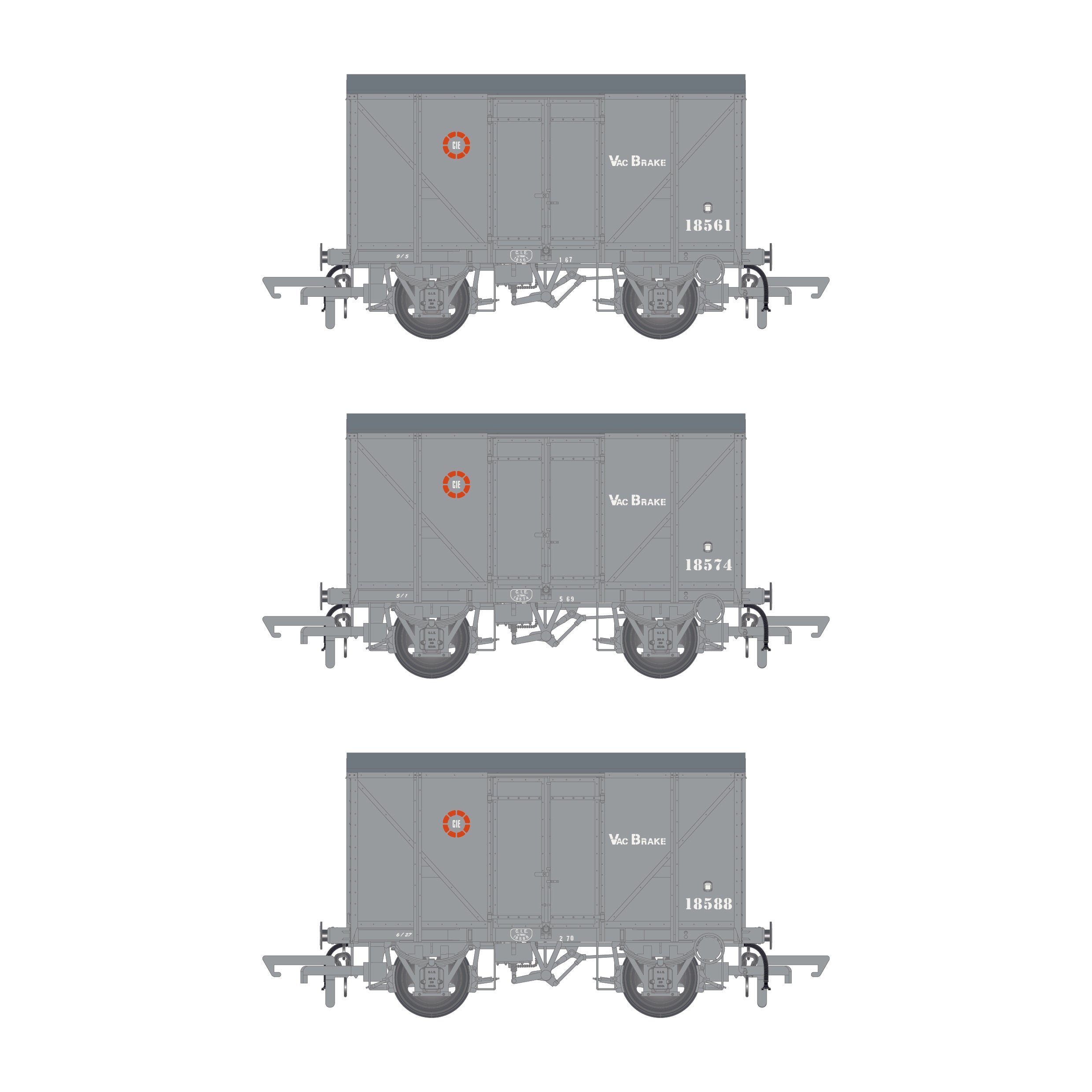 CIE Bulleid H Van - Grey (CIE roundel era) - vacuum fitted - Pack 2