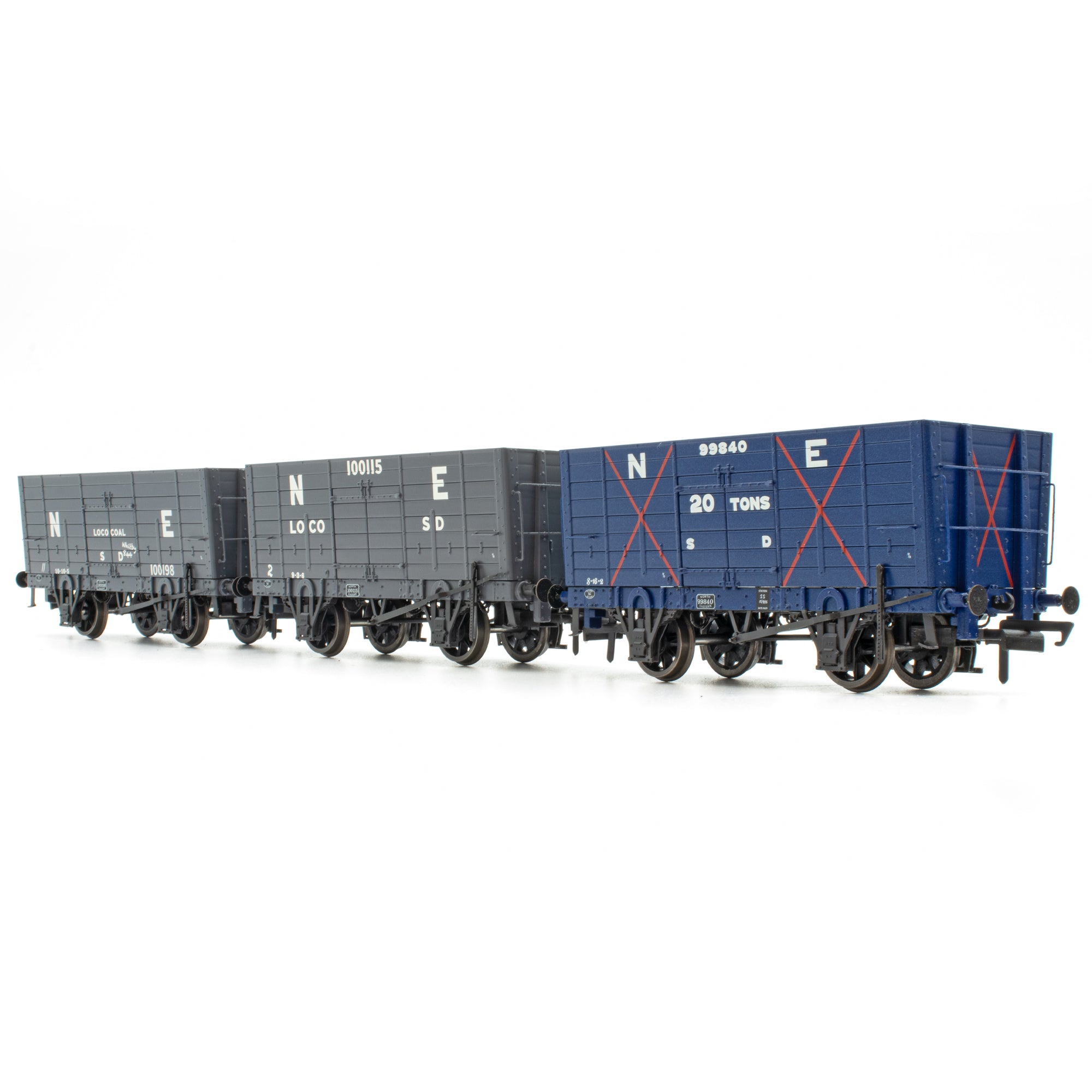 Mixed Q3 Hopper - Grouping transition period: NER Blue/ LNER Grey - Triple Pack
