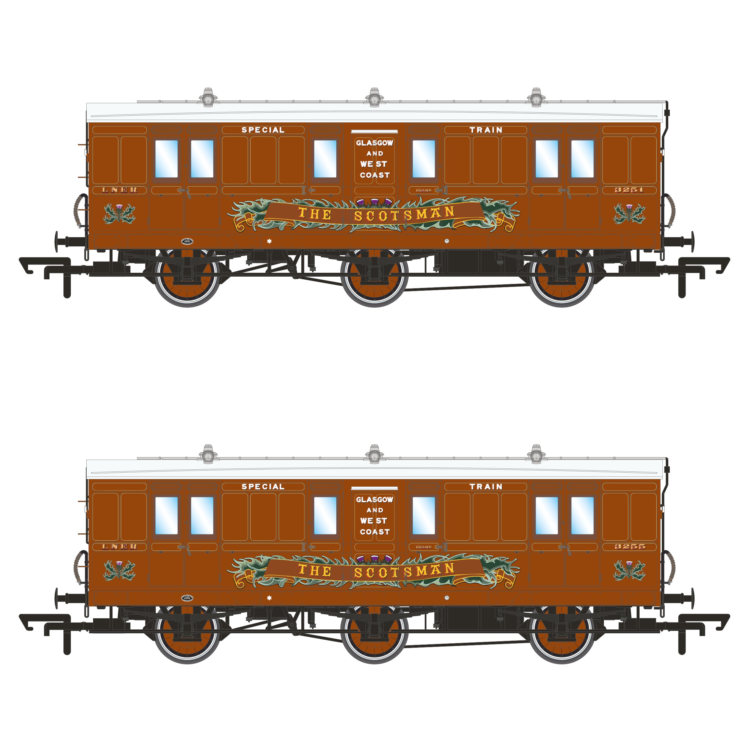 Genesis 6w - LNER Painted Teak/'The Scotsman' - Twin Pack F